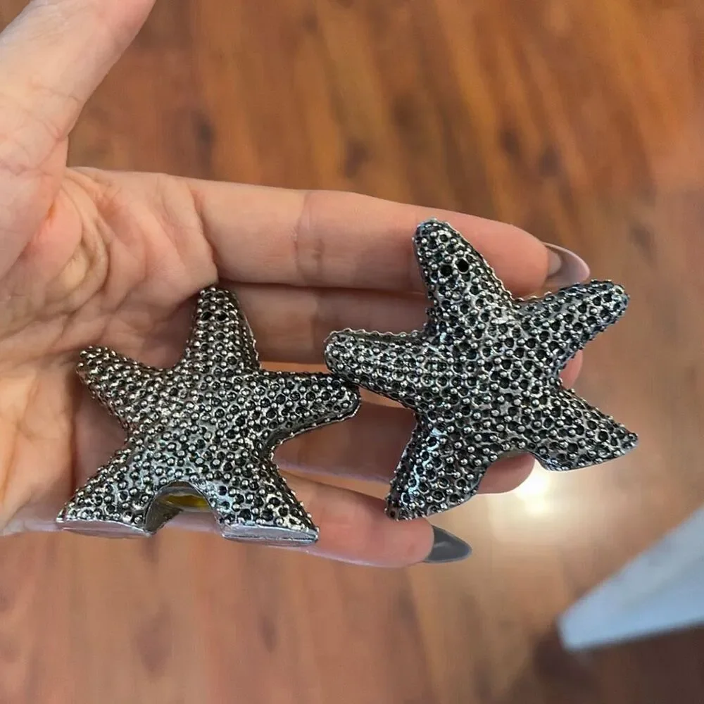 Starfish cute silver salt and pepper shaker set